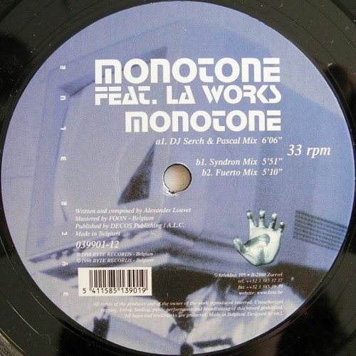 ภาพปกอัลบั้มเพลง Monotone feat L.a work - Monotone (Serch & P4sc4l mix)