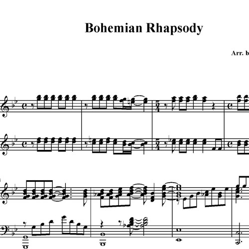 ภาพปกอัลบั้มเพลง Queen Bohemian Rhapsody (Piano Cover Sheet music Bohemian Rhapsody OST)