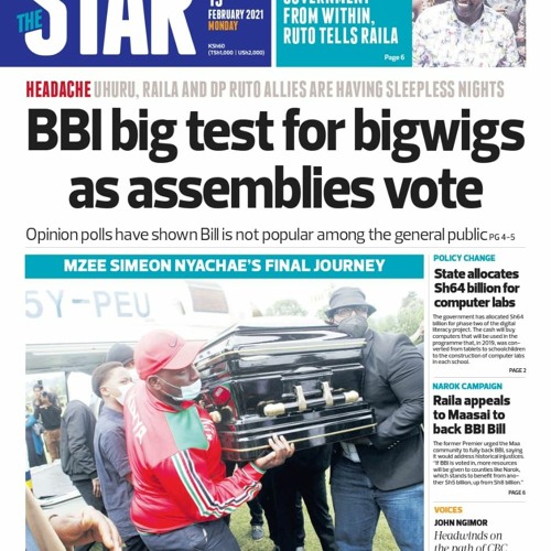 ภาพปกอัลบั้มเพลง The News Brief BBI Big Test For Political Bigwigs As MCAs Vote